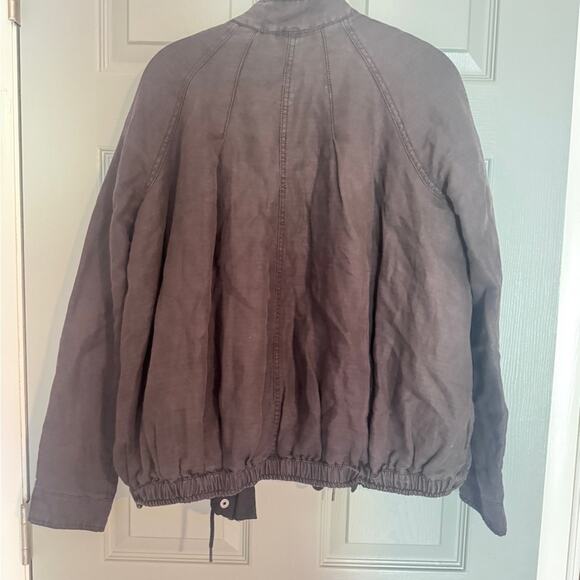 Free People Double Cloth Black Bomber Zip Up Jacket - Picture 9 of 10